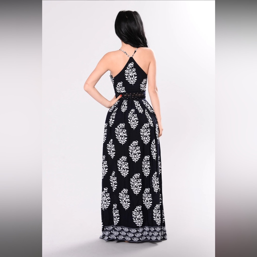 Fashion Nova Black and White Bustier Maxi Dress with Slit - Picture 2 of 3